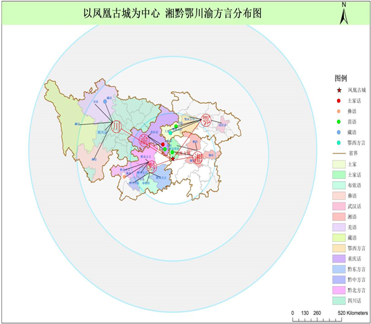 湘黔鄂川渝方言分布图